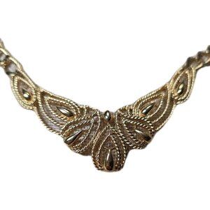 Vintage Signed Trifari TM Necklace Gold Tone Adjustable Choker 80's